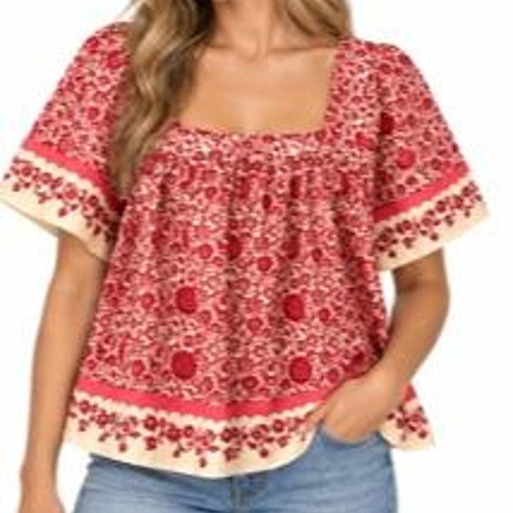 Universal Thread Women's Tropical Floral Print Blouse